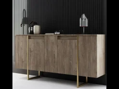 Aparador diseño madera y oro 160 cm - 4 puertas LUXOR