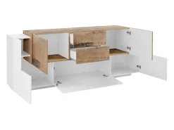 Aparador diseño moderno blanco madera 220 cm 5 puertas 2 cajones New Coro Wide