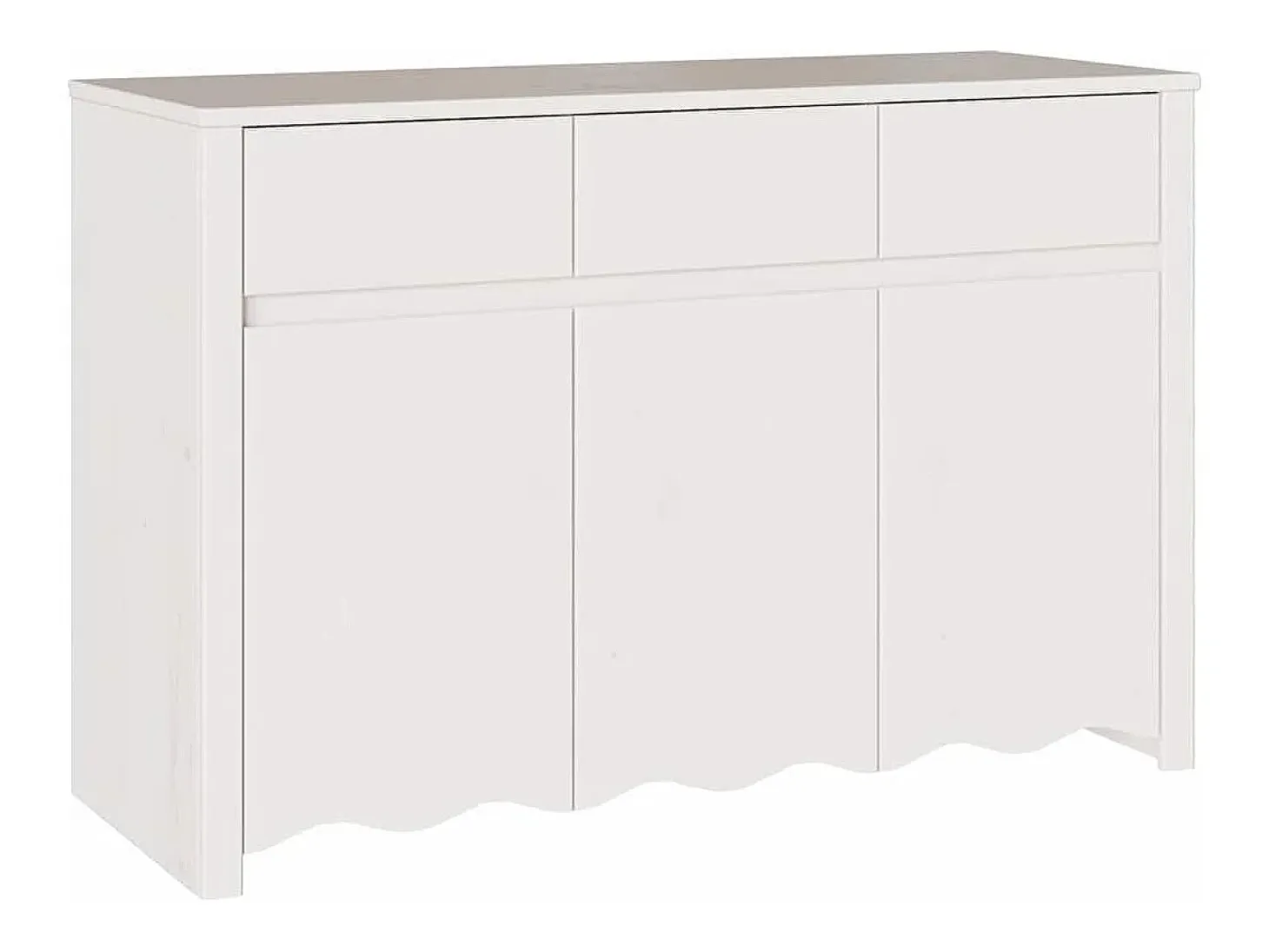 Aparador "DRAMMEN" blanco de 114 x 43 x 75,5 cm en madera maciza de pino