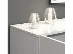 Aparador Egypt con 3 puertas e inserciones de cristal expositor blanco brillo 135x40x120 cm