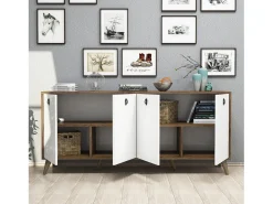 Aparador Elite 1612 blanco color nogal 180x45x80 cm