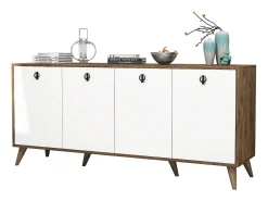 Aparador Elite 1612 blanco color nogal 180x45x80 cm