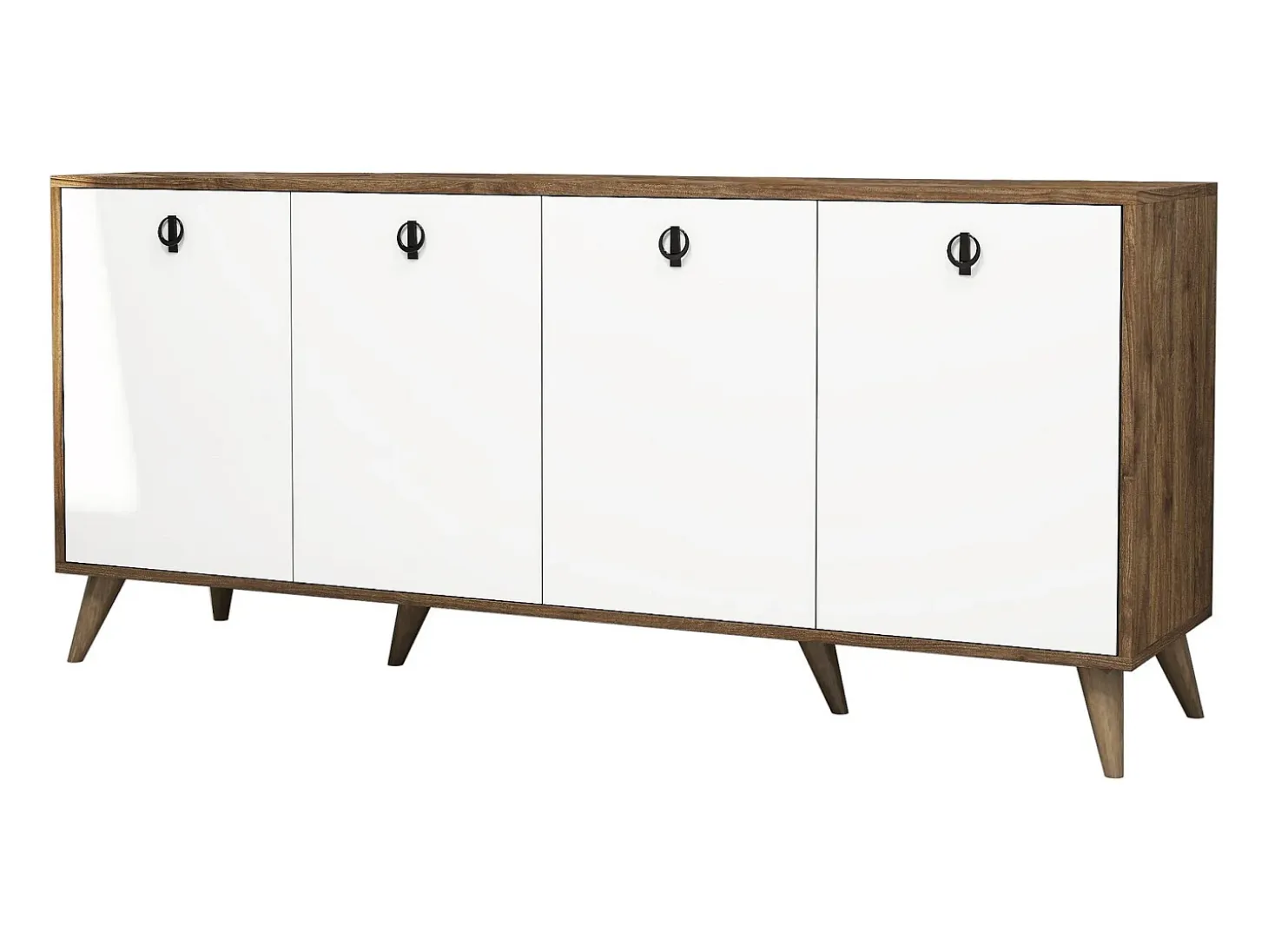 Aparador Elite 1612 blanco color nogal 180x45x80 cm