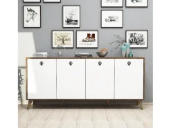 Aparador Elite 1612 blanco color nogal 180x45x80 cm