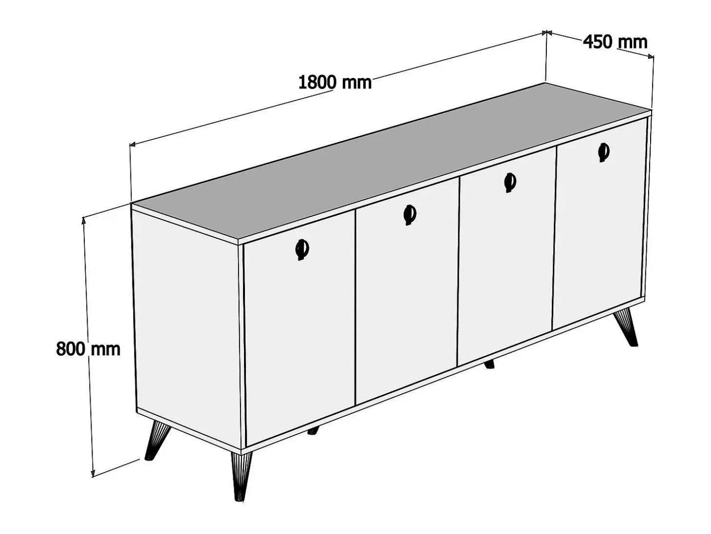 Aparador Elite 1610 color nogal 180x45x80 cm