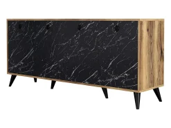 Aparador Elite 1618 mármol negro color nogal 180x45x80 cm