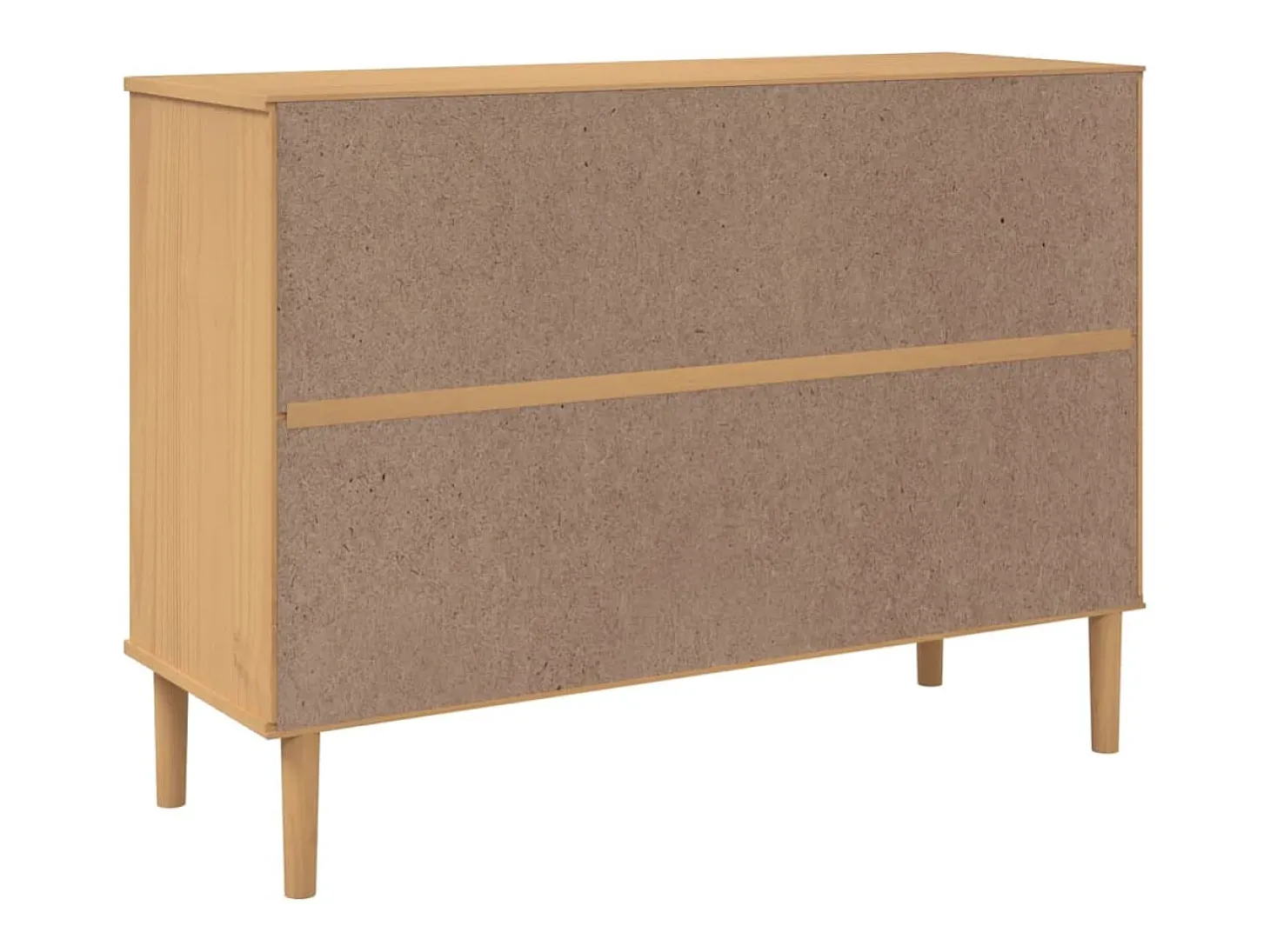 Aparador en imitación ratán marrón 112x40x80cm madera maciza de pino