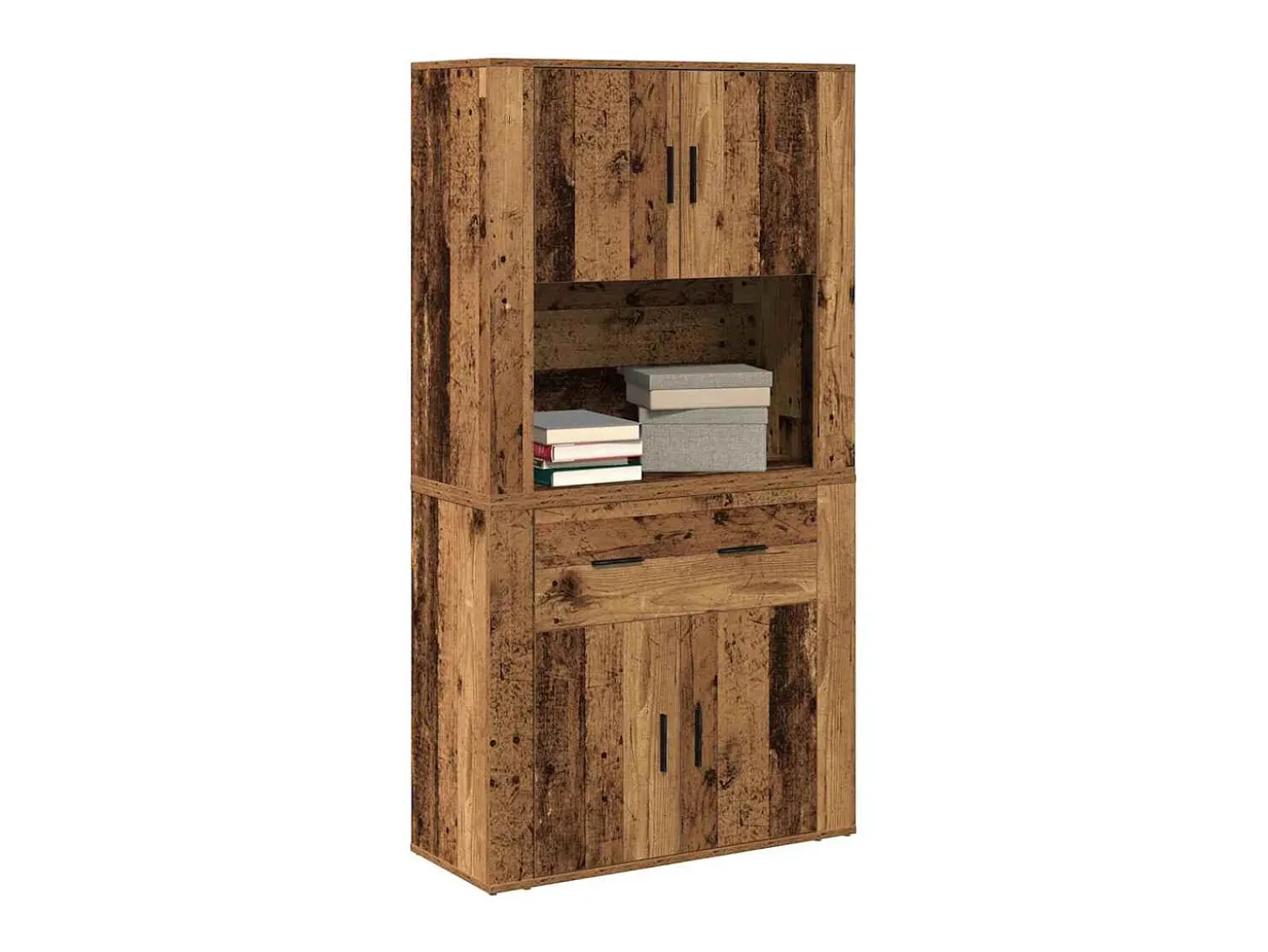 Aparador envejecido de 80x33x150 cm en madera de ingeniería