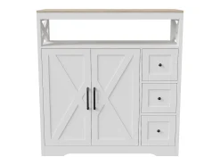 Aparador escandinavo con 3 cajones y 2 puertas, 100 cm – Blanco y madera