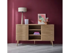 Aparador escandinavo de madera con 2 puertas, 140cm natural