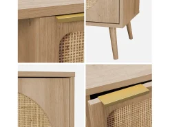Aparador estilo escandinavo con madera redondeada, 80cm natural