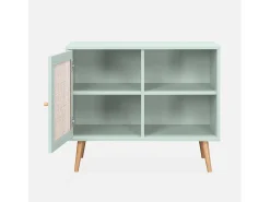 Aparador estilo escandinavo con 1 puerta de caña, 80cm verde celadón