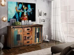 Aparador exclusivo madera reciclada multicolor
