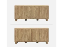 Aparador exótico efecto madera con 4 puertas, 155cm efecto madera miel