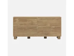Aparador exótico efecto madera con 4 puertas, 155cm efecto madera miel