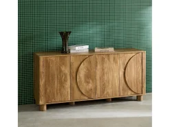 Aparador exótico efecto madera con 4 puertas, 155cm efecto madera miel