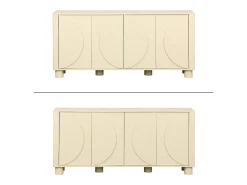 Aparador exótico efecto madera con 4 puertas, 155cm beige