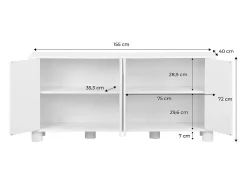 Aparador exótico efecto madera con 4 puertas, 155cm beige