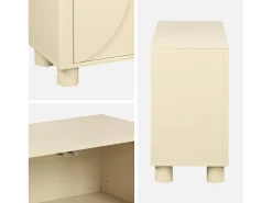 Aparador exótico efecto madera con 4 puertas, 155cm beige