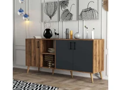 Aparador Exxen-1620 antracita color nogal 180x45x80 cm