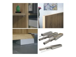 Aparador Faro V2 – Mueble con 2 Puertas y 4 Cajones, Armario con Tira de Luz LED, Roble Evoke / Roble Evoke (166,5 x 75,5 x 35)