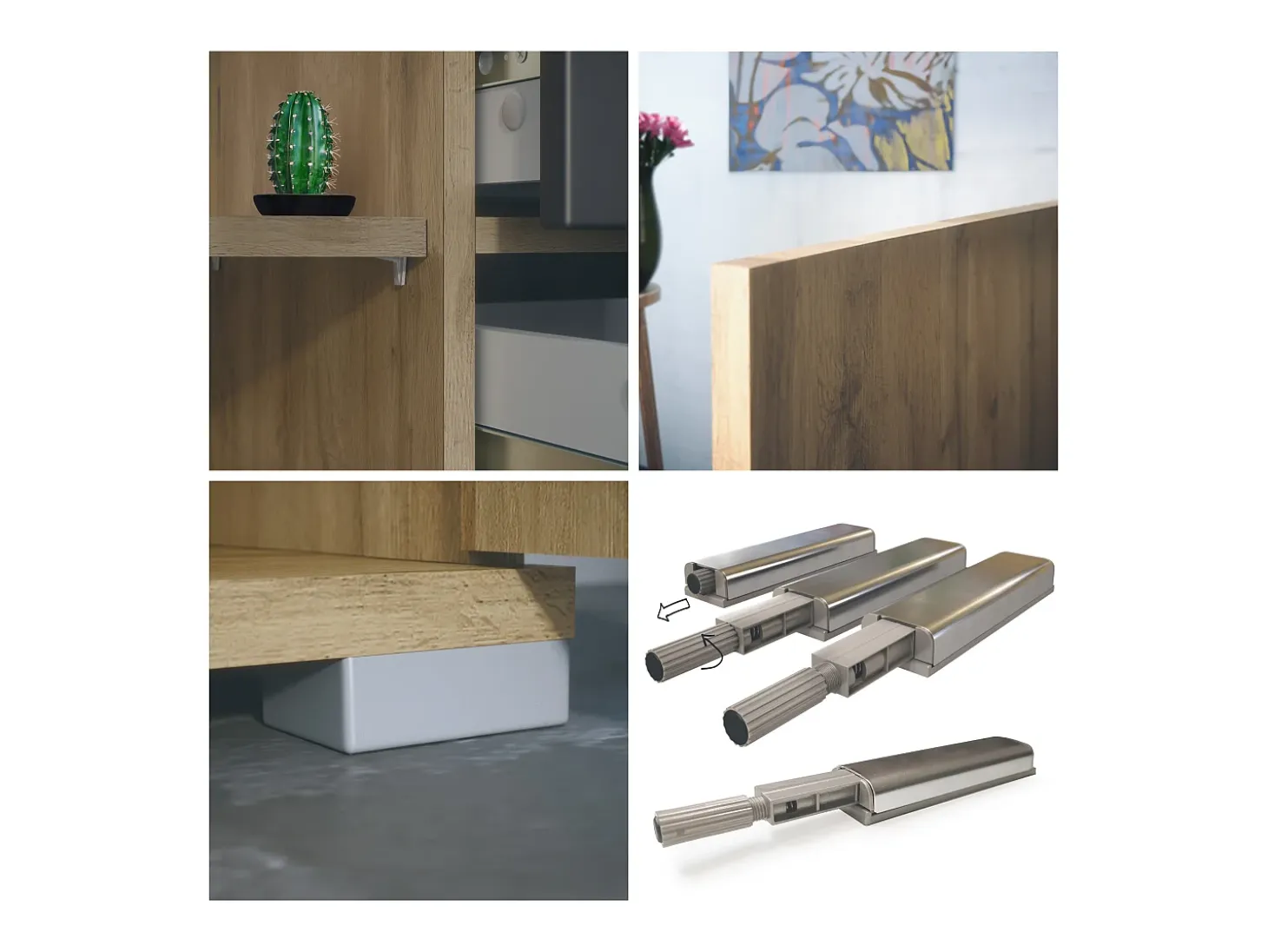 Aparador Faro V2 – Mueble con 2 Puertas y 4 Cajones, Armario con Tira de Luz LED, Roble Evoke / Roble Evoke (166,5 x 75,5 x 35)