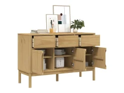 Aparador FLORO madera maciza de pino marrón cera 114x43x74 cm