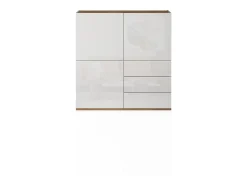 Aparador Garda con 3 puertas y 3 cajones blanco brillo y roble 102x35x110 cm