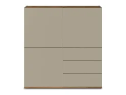 Aparador Garda con 3 puertas y 3 cajones topo mate y roble 102x35x110 cm