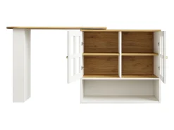Aparador giratorio con estantes y espacio de almacenaje abierto, 2 puertas, blanco - para dormitorio y salón