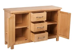 Aparador grande 3 cajones madera maciza roble 110x33,5x70 cm