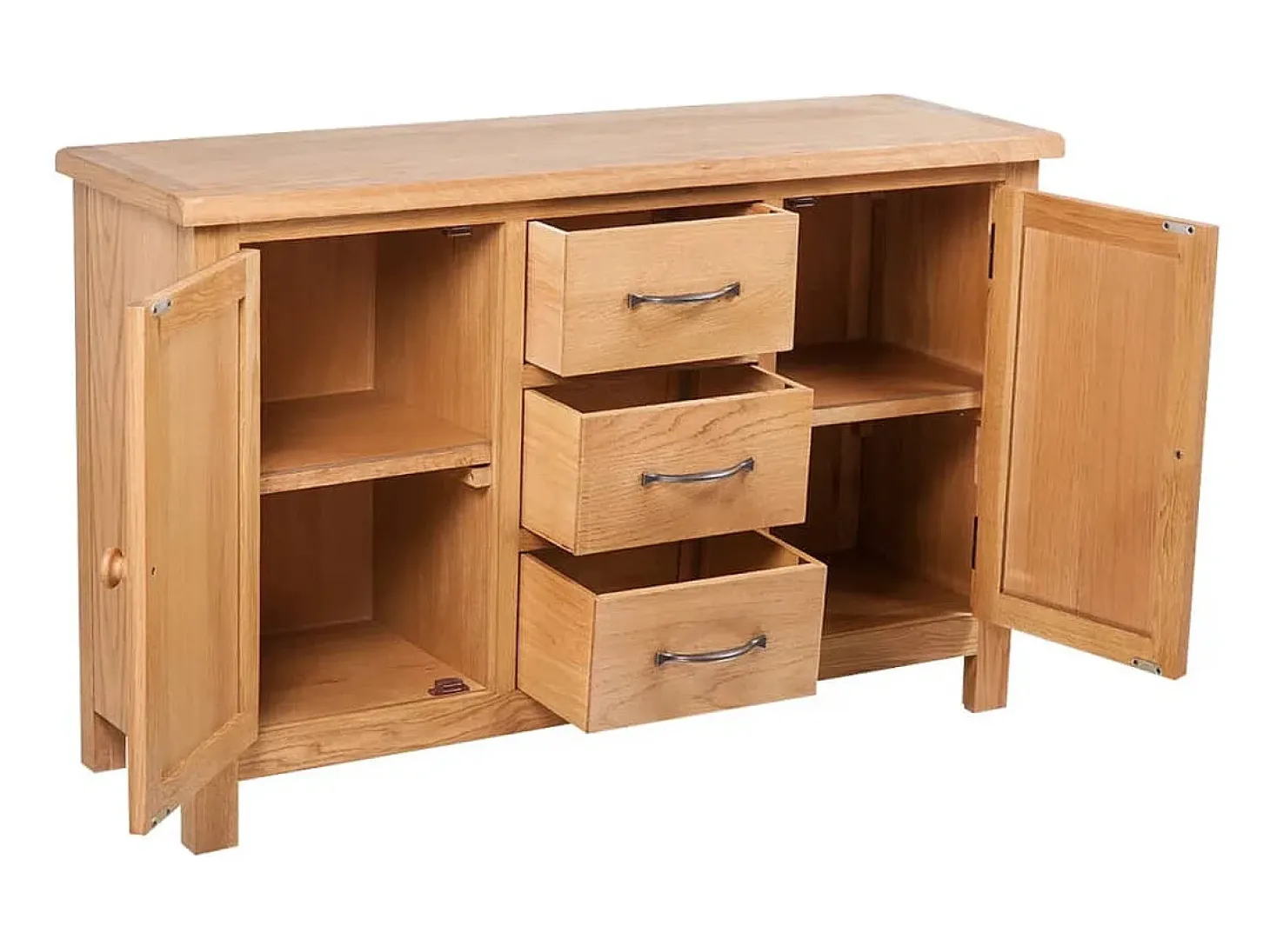 Aparador grande 3 cajones madera maciza roble 110x33,5x70 cm