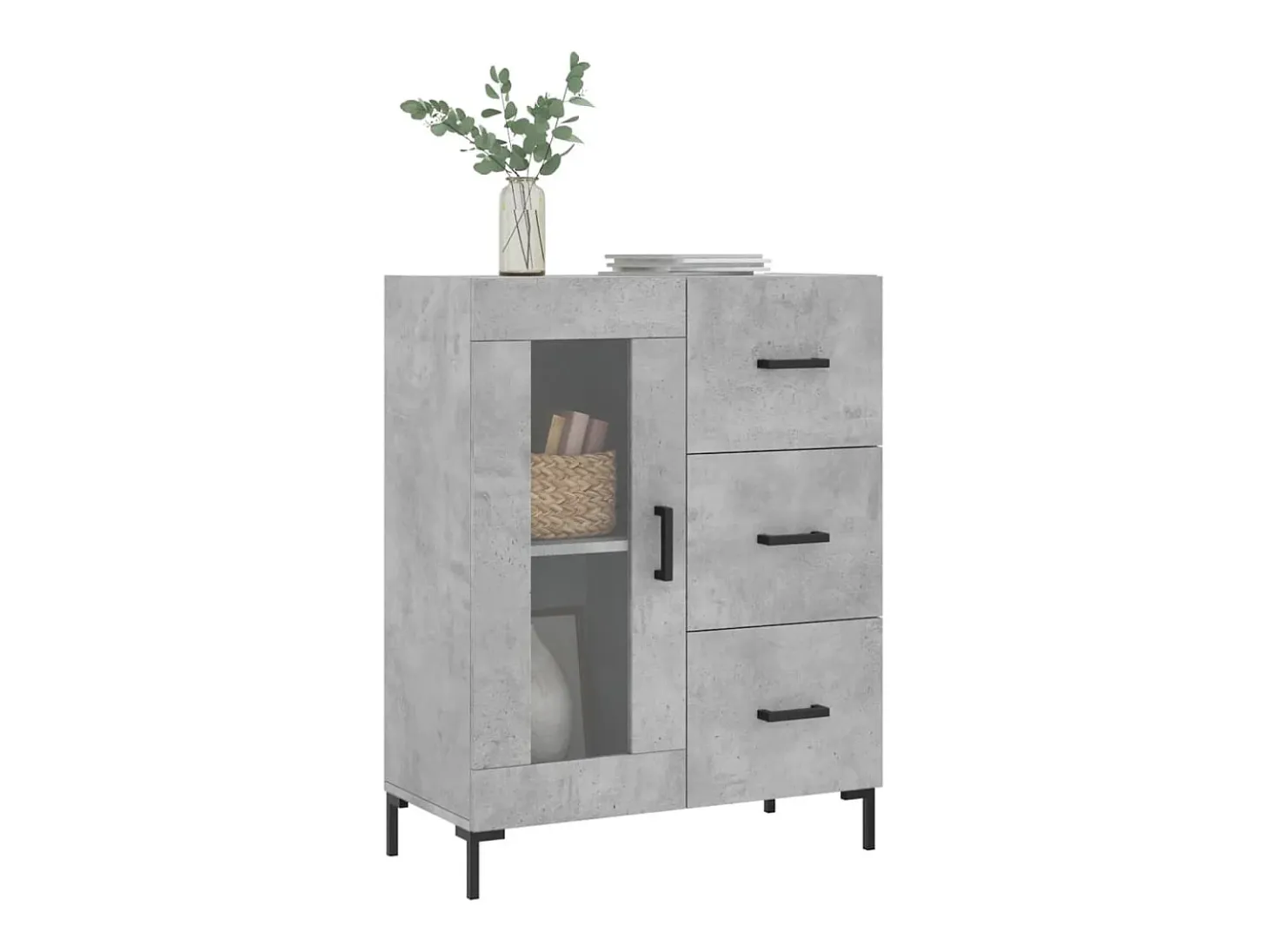 Aparador gris hormigón 69,5x34x90 cm madera de ingeniería