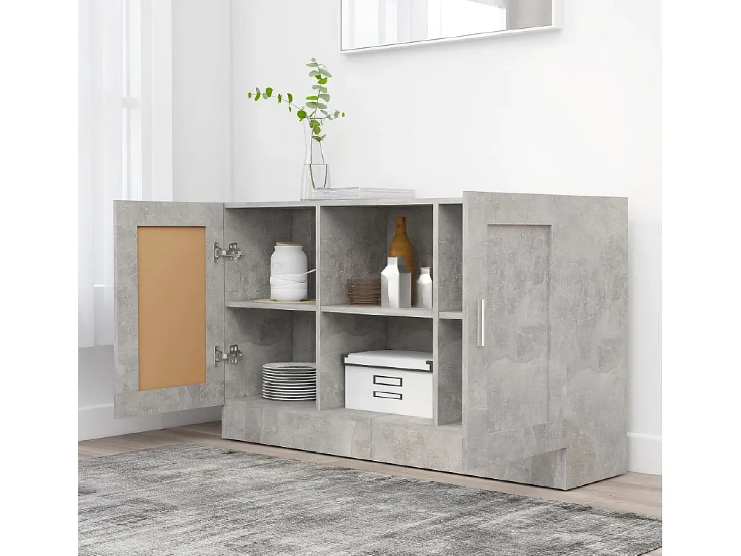 Aparador Gris Hormigón 120x30,5x70 cm Madera de Ingeniería