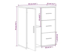 Aparador gris hormigón 60x31x70 cm madera de ingeniería