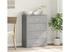 Aparador gris hormigón 60x31x84 cm madera de ingeniería