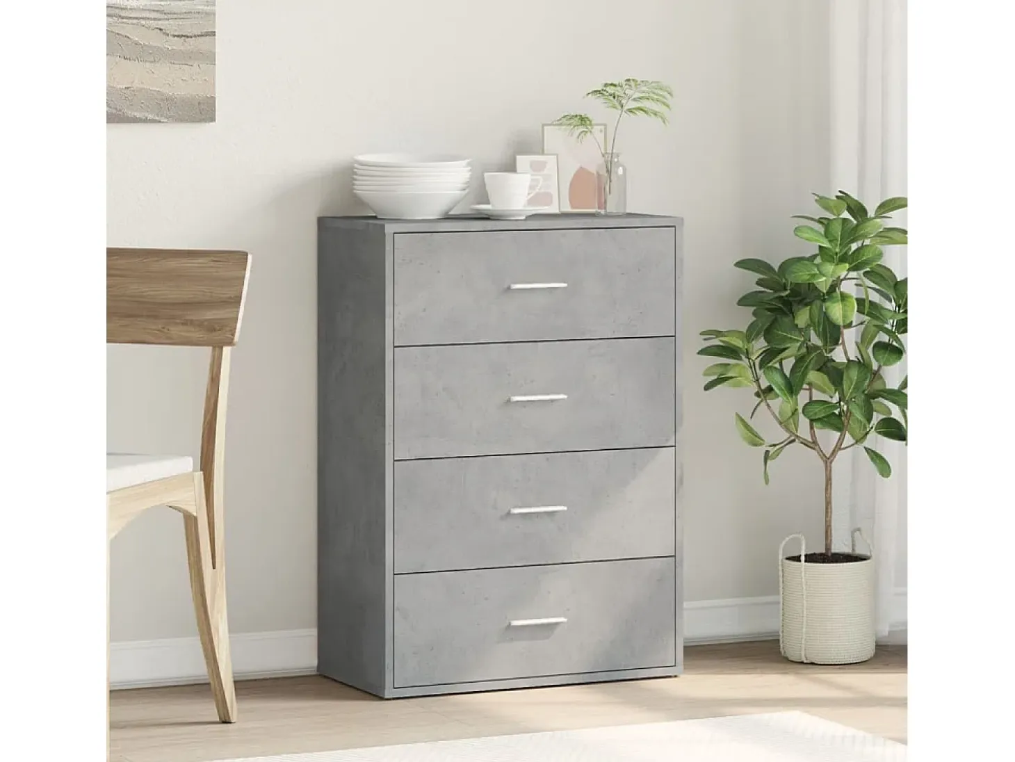 Aparador gris hormigón 60x31x84 cm madera de ingeniería