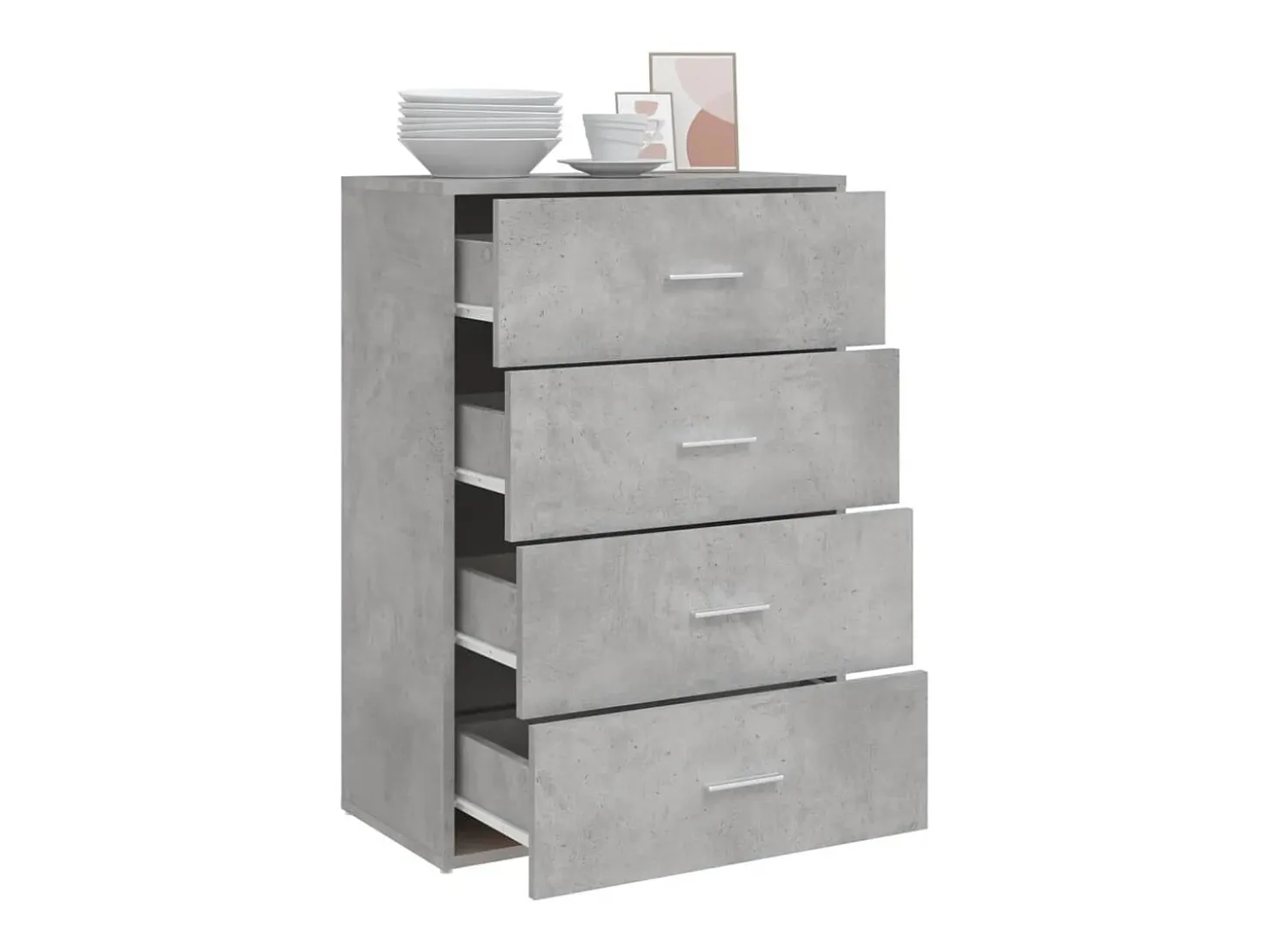 Aparador gris hormigón 60x31x84 cm madera de ingeniería