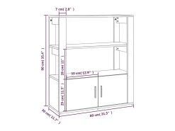 Aparador Gris Hormigón 80x30x90 cm Madera de Ingeniería