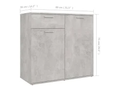 Aparador gris hormigón 80x36x75 cm madera de ingeniería