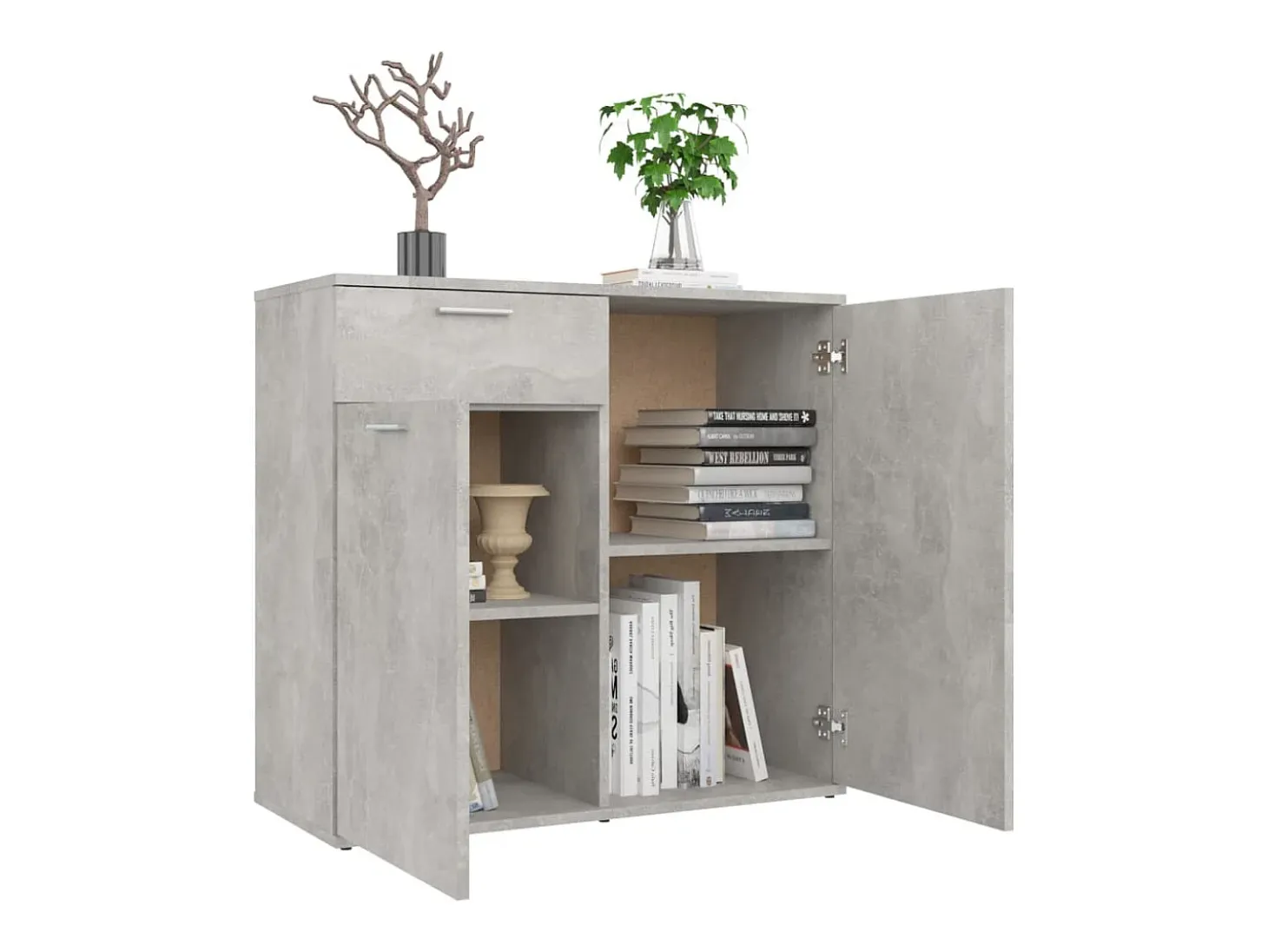 Aparador gris hormigón 80x36x75 cm madera de ingeniería