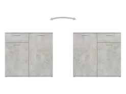 Aparador gris hormigón 80x36x75 cm madera de ingeniería