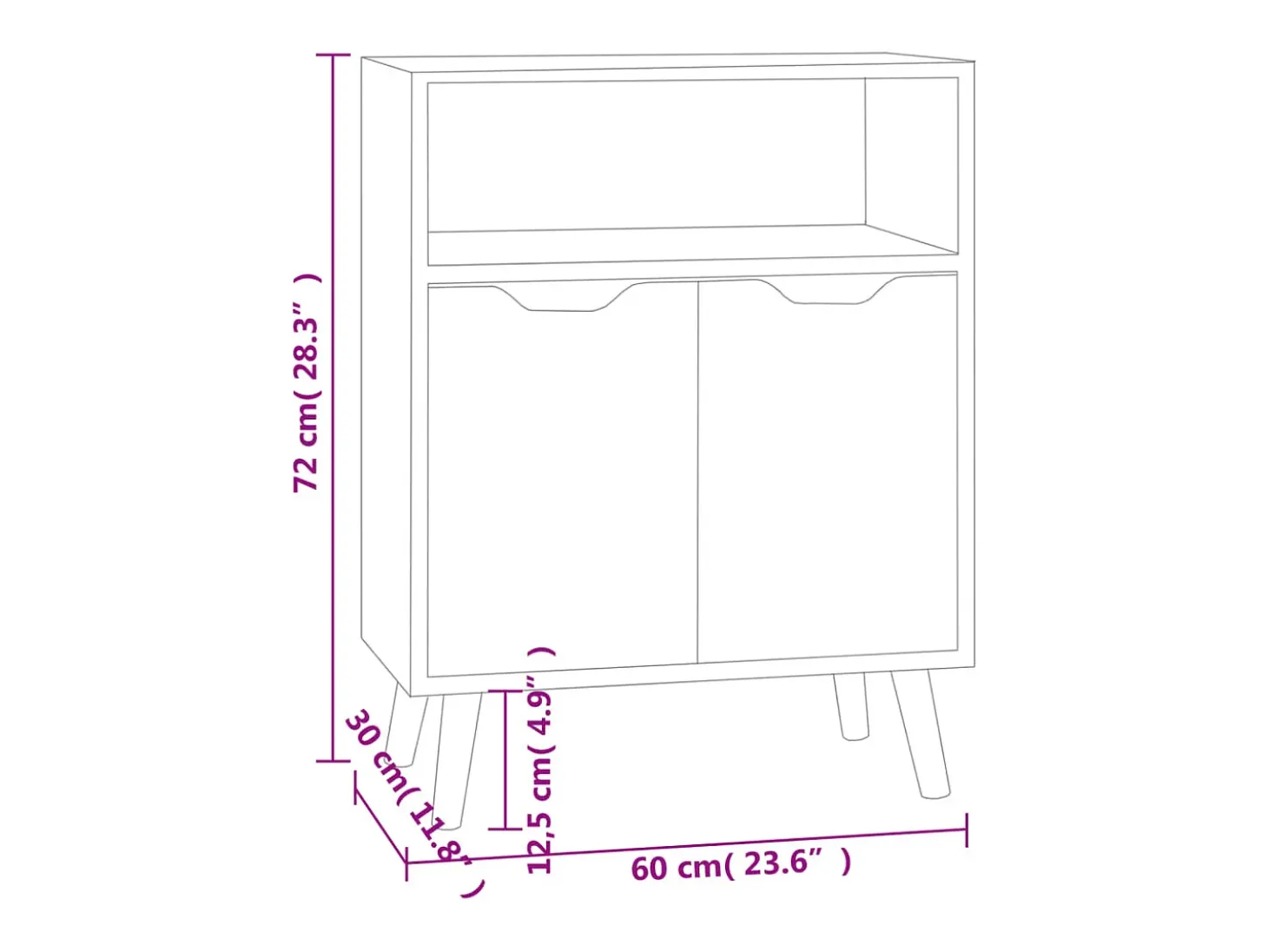 Aparador gris hormigón 60x30x72 cm madera de ingeniería