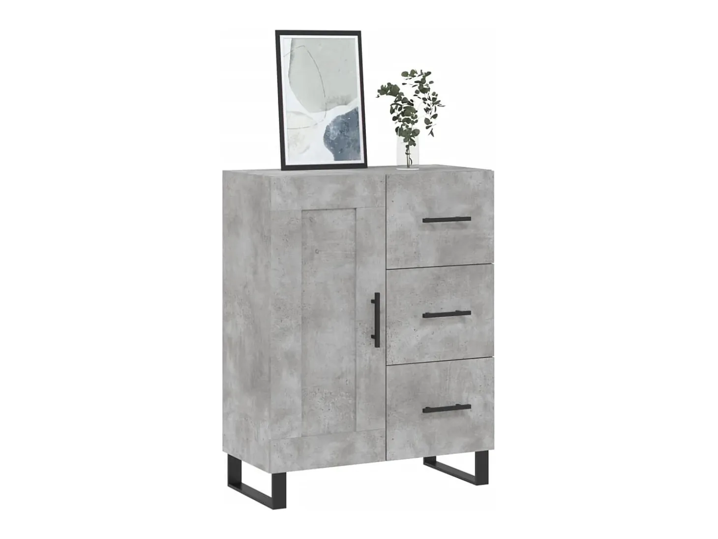 Aparador gris hormigón 69,5x34x90 cm madera de ingeniería