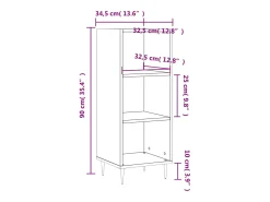 Aparador gris hormigón 34,5x32,5x90 cm madera de ingeniería