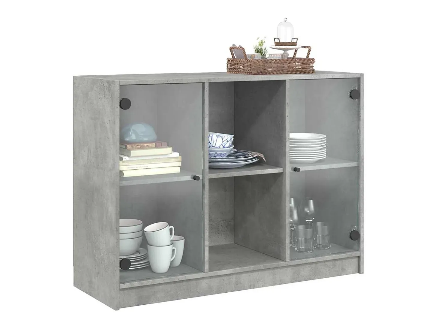 Aparador gris hormigón 102x37x75,5 cm madera de ingeniería