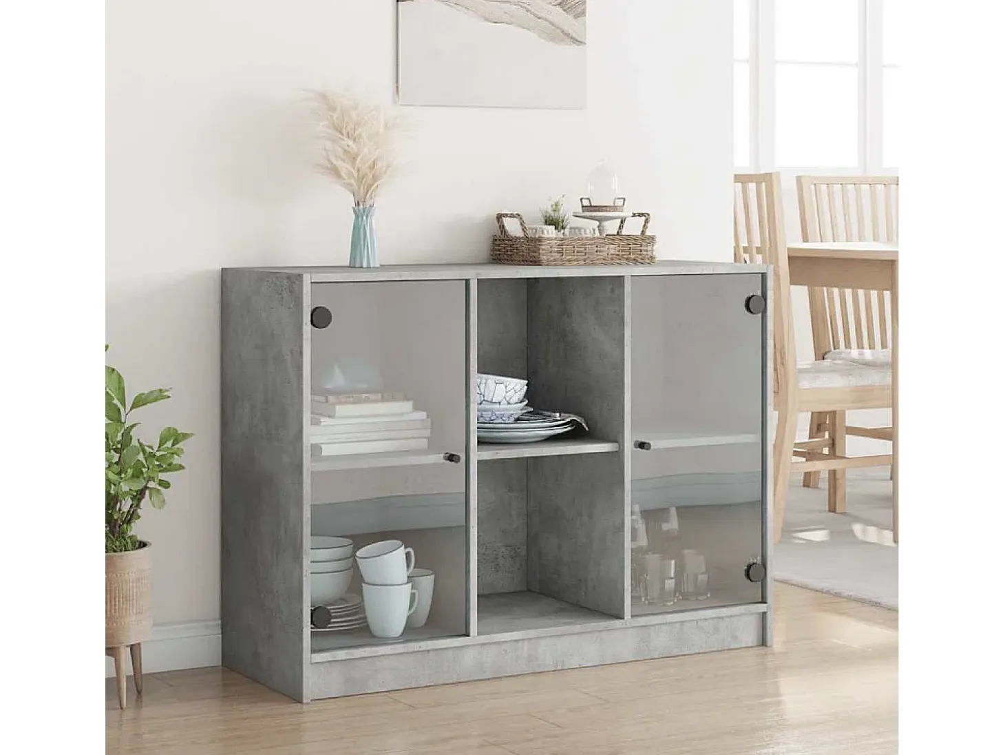 Aparador gris hormigón 102x37x75,5 cm madera de ingeniería