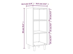 Aparador Gris Hormigón 34,5x32,5x90 cm Madera de Ingeniería
