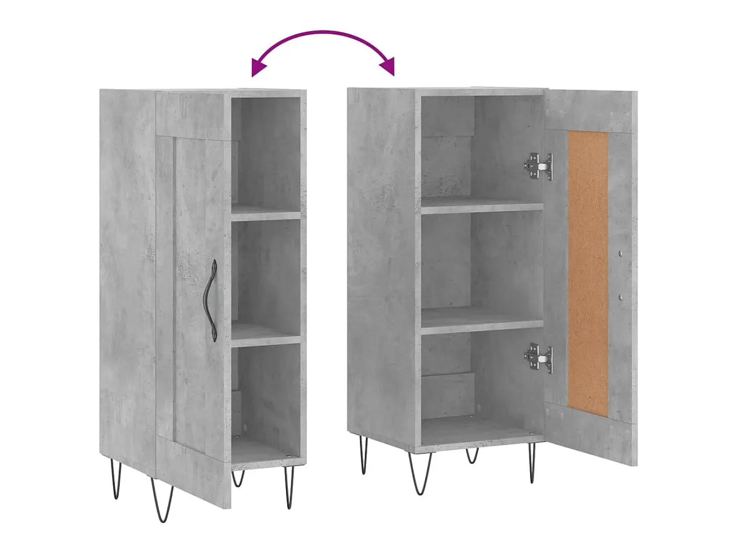Aparador Gris Hormigón 34,5x34x90 cm Madera de Ingeniería