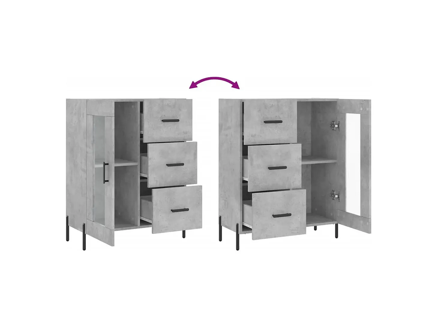 Aparador gris hormigón 69,5x34x90 cm madera de ingeniería